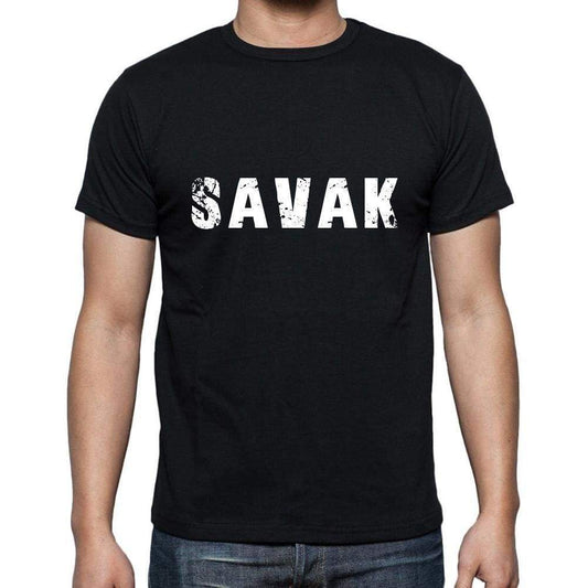 Savak Mens Short Sleeve Round Neck T-Shirt 5 Letters Black Word 00006 - Casual