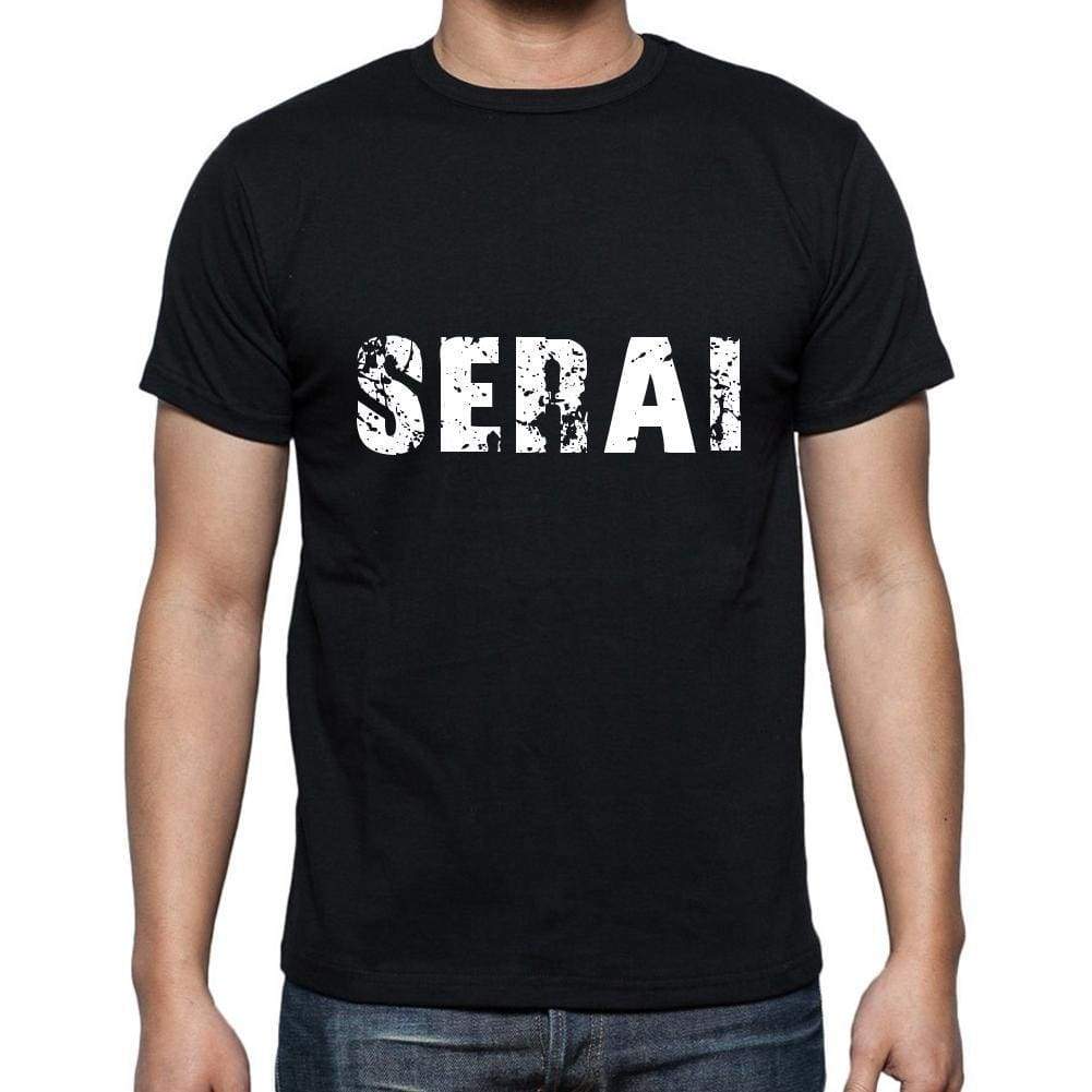 Serai Mens Short Sleeve Round Neck T-Shirt 5 Letters Black Word 00006 - Casual