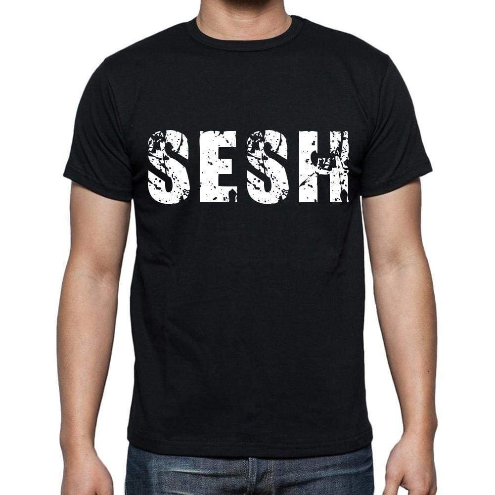 Sesh Mens Short Sleeve Round Neck T-Shirt 4 Letters Black - Casual