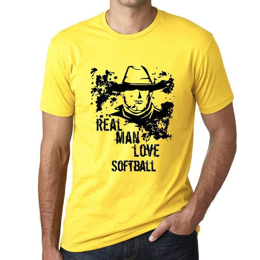 Softball Real Men Love Softball Mens T Shirt Yellow Birthday Gift 00542 - Yellow / Xs - Casual