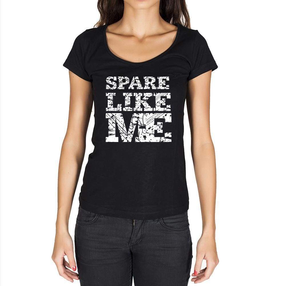 Spare Like Me Black Womens Short Sleeve Round Neck T-Shirt - Black / Xs - Casual