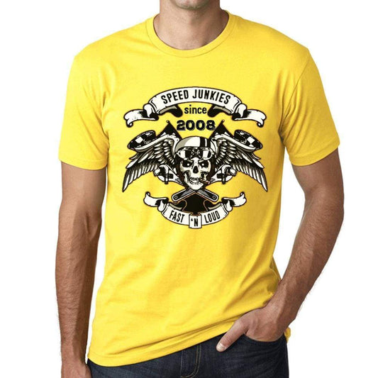 Speed Junkies Since 2008 Mens T-Shirt Yellow Birthday Gift 00465 - Yellow / Xs - Casual