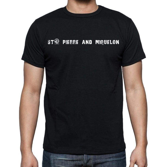 St. Pierre And Miquelon T-Shirt For Men Short Sleeve Round Neck Black T Shirt For Men - T-Shirt