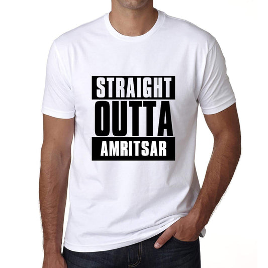 Straight Outta Amritsar Mens Short Sleeve Round Neck T-Shirt 00027 - White / S - Casual