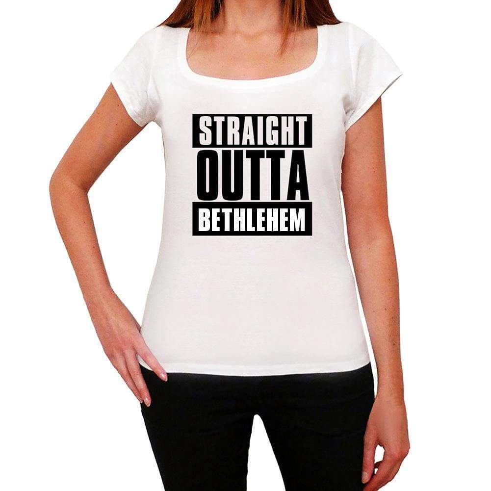 Straight Outta Bethlehem Womens Short Sleeve Round Neck T-Shirt 00026 - White / Xs - Casual