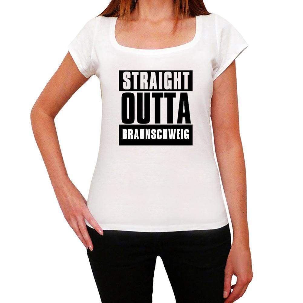 Straight Outta Braunschweig Womens Short Sleeve Round Neck T-Shirt 00026 - White / Xs - Casual