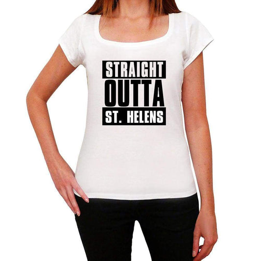 Straight Outta St. Helens Womens Short Sleeve Round Neck T-Shirt 00026 - White / Xs - Casual