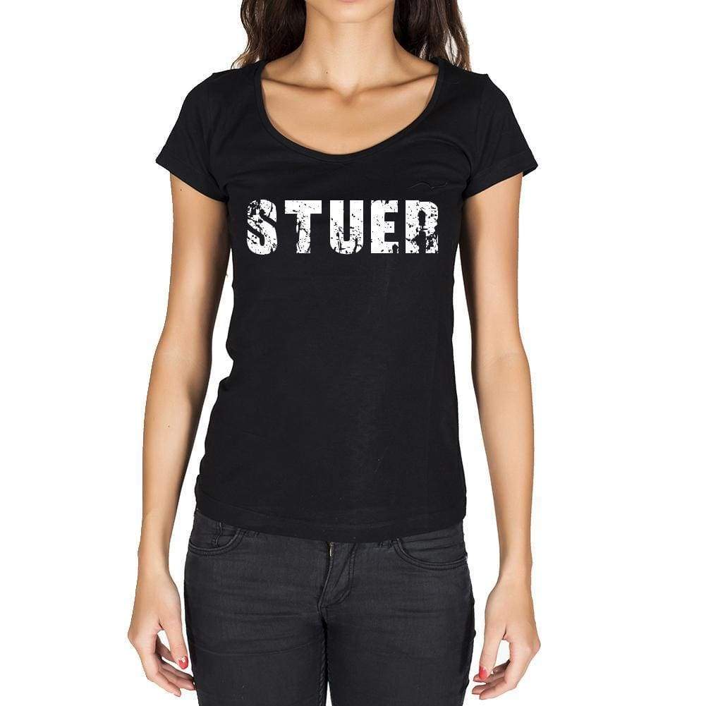 Stuer German Cities Black Womens Short Sleeve Round Neck T-Shirt 00002 - Casual