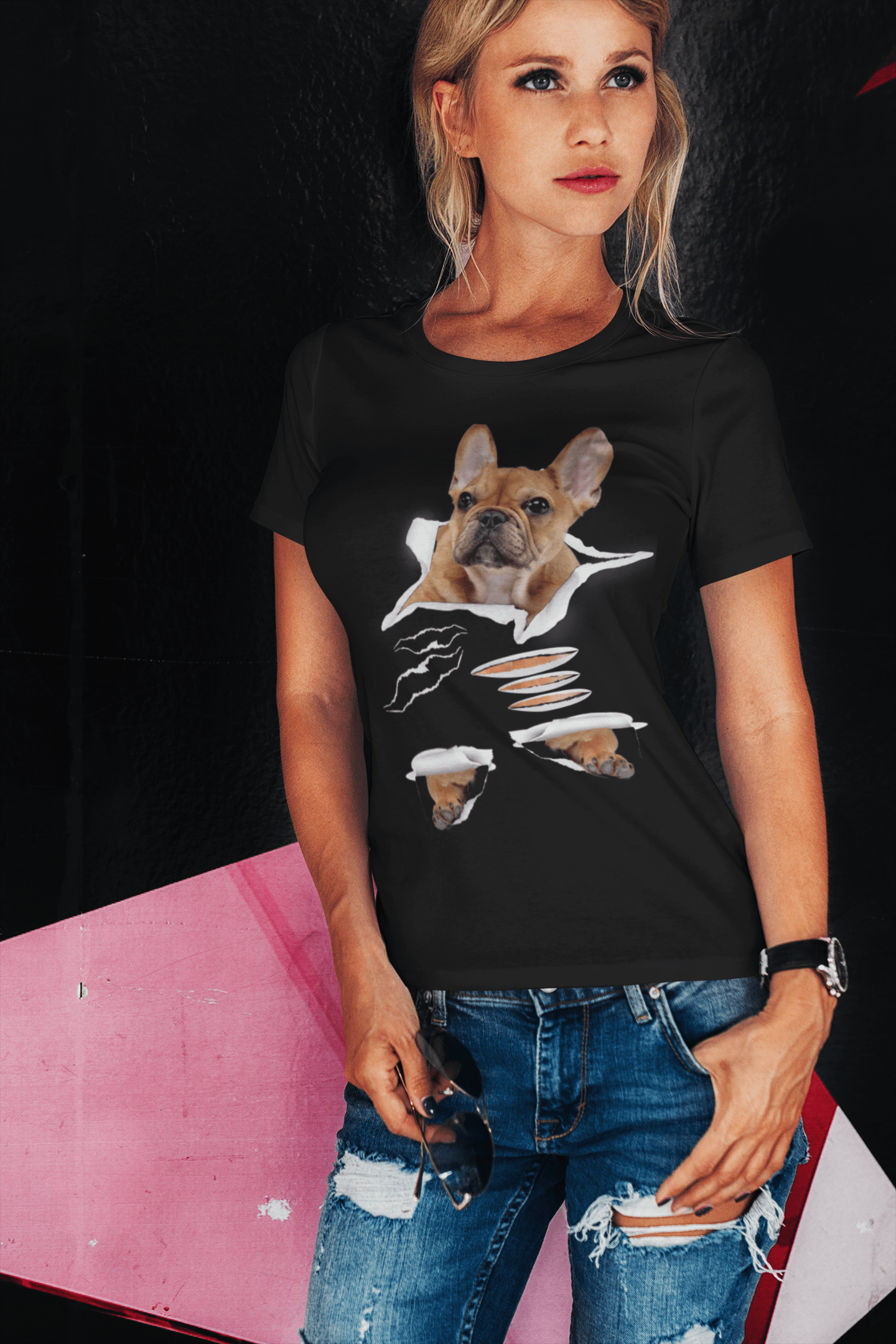 ULTRABASIC Women's Organic T-Shirt - Brown Pug - Funny Dog Shirt - Dog Clothes