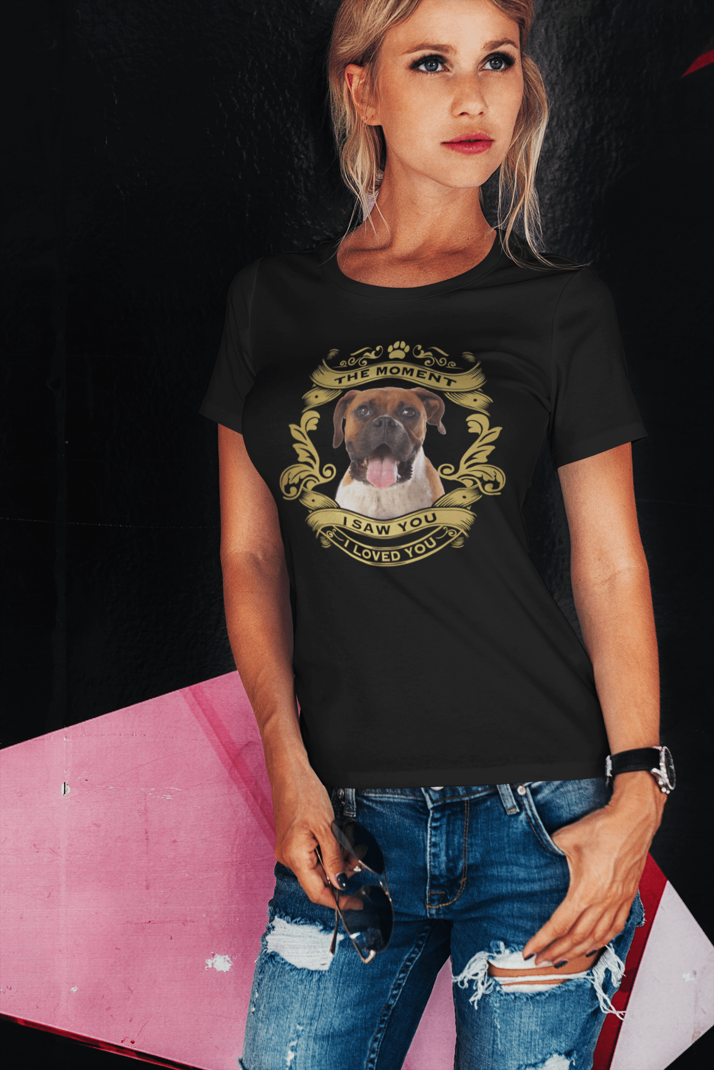 ULTRABASIC Women's Organic T-Shirt Boxer Dog - Moment I Saw You I Loved You Puppy Tee Shirt for Ladies