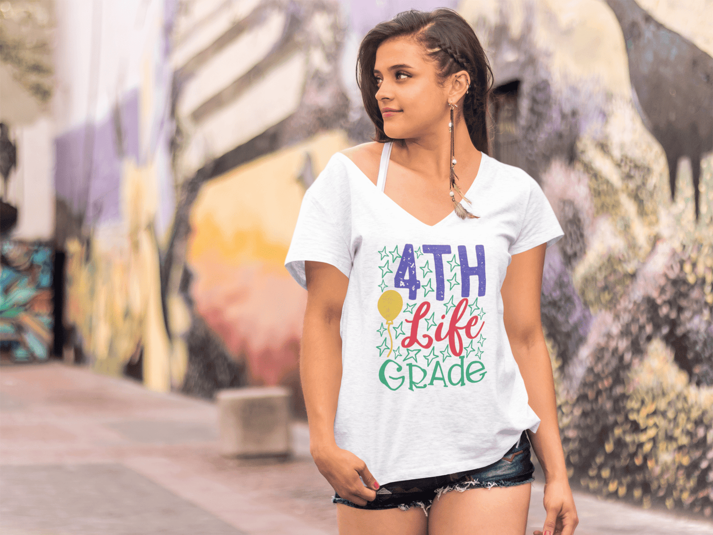 ULTRABASIC Women's T-Shirt 4th Grade Life - Short Sleeve Tee Shirt Tops