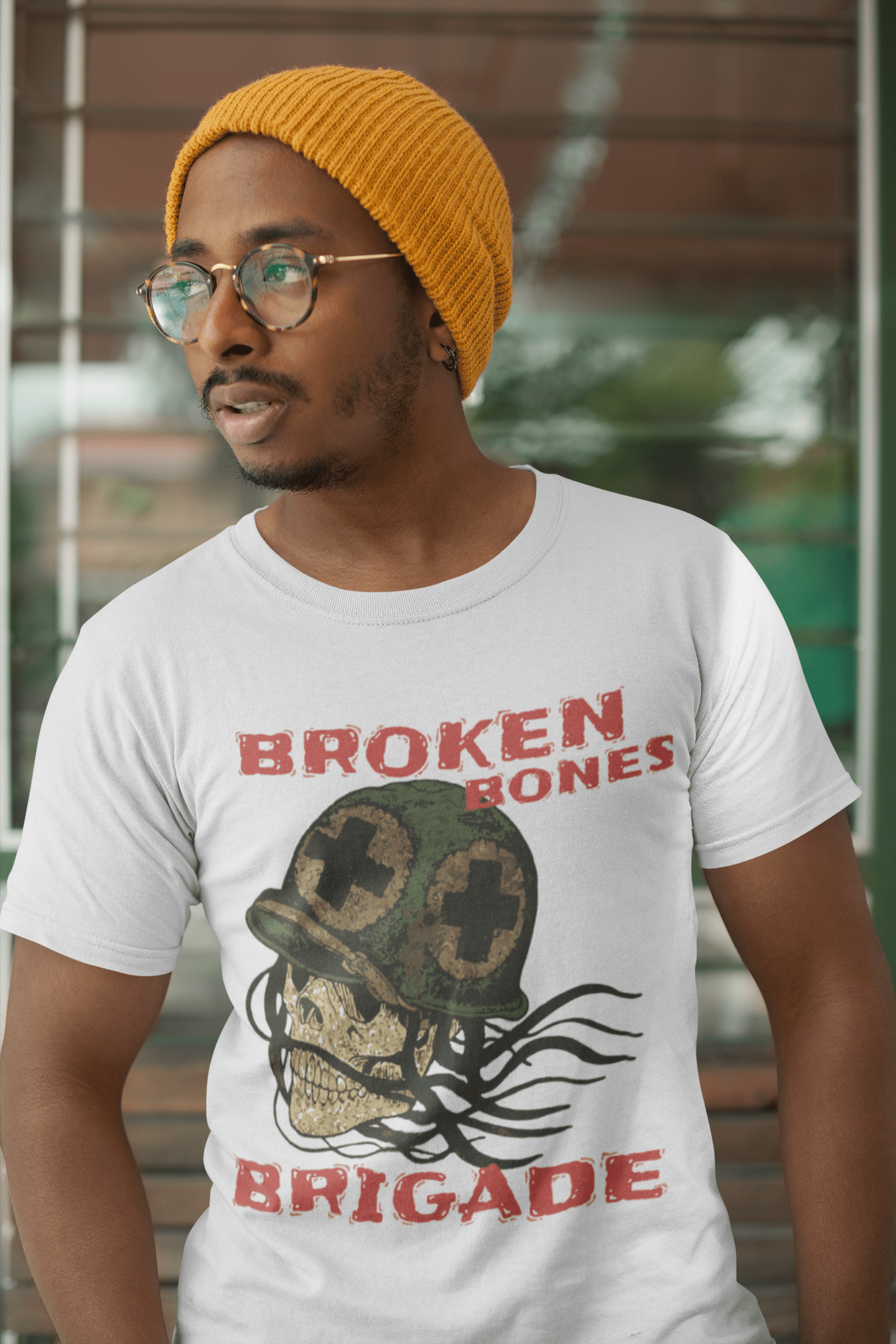 ULTRABASIC Men's Graphic T-Shirt Broken Bones Brigade Shirt - Military Skull Tee