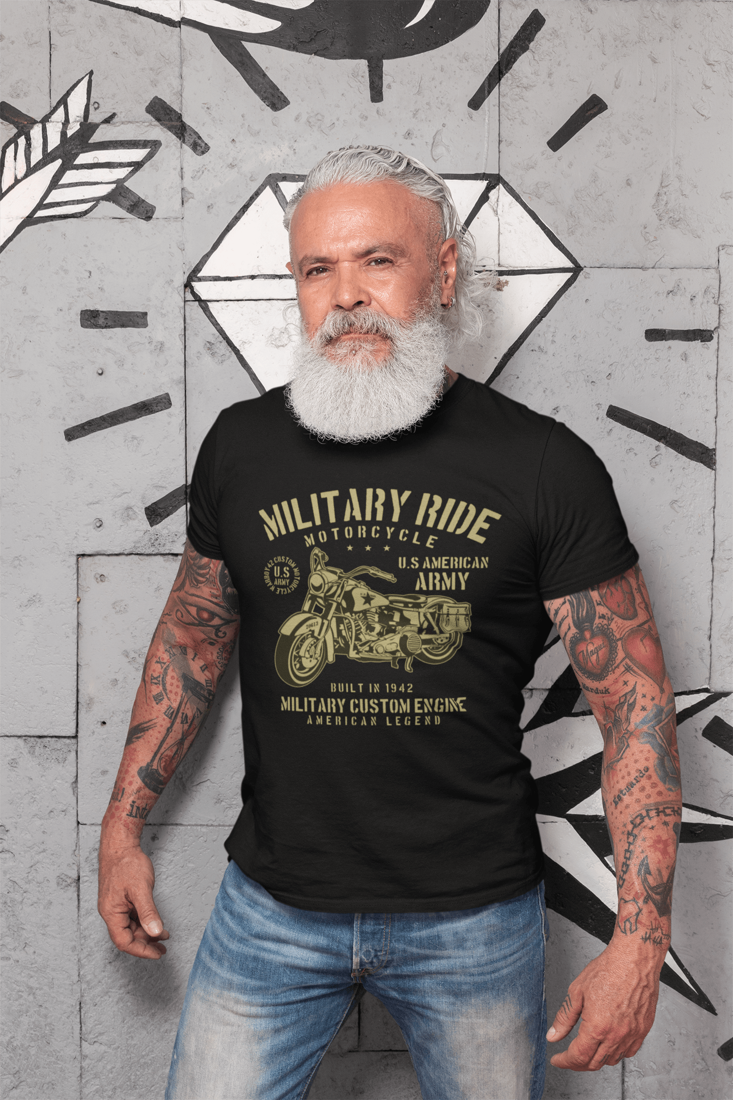 ULTRABASIC Men's T-Shirt Military Ride - US American Army Motorcycle Legend 1942 Tee Shirt