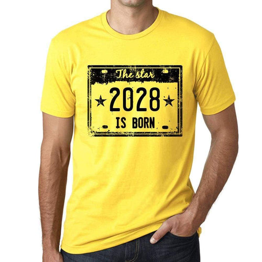 The Star 2028 Is Born Mens T-Shirt Yellow Birthday Gift 00456 - Yellow / Xs - Casual