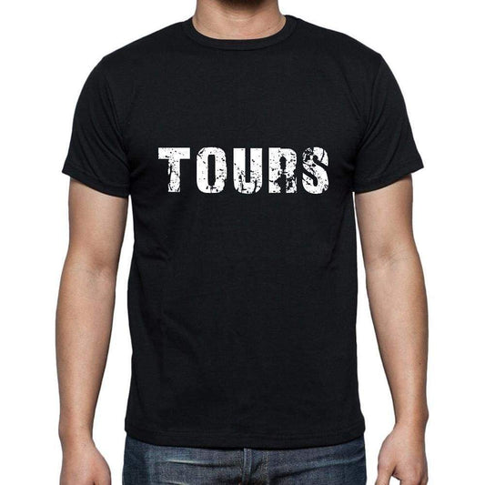 Tours Mens Short Sleeve Round Neck T-Shirt 5 Letters Black Word 00006 - Casual
