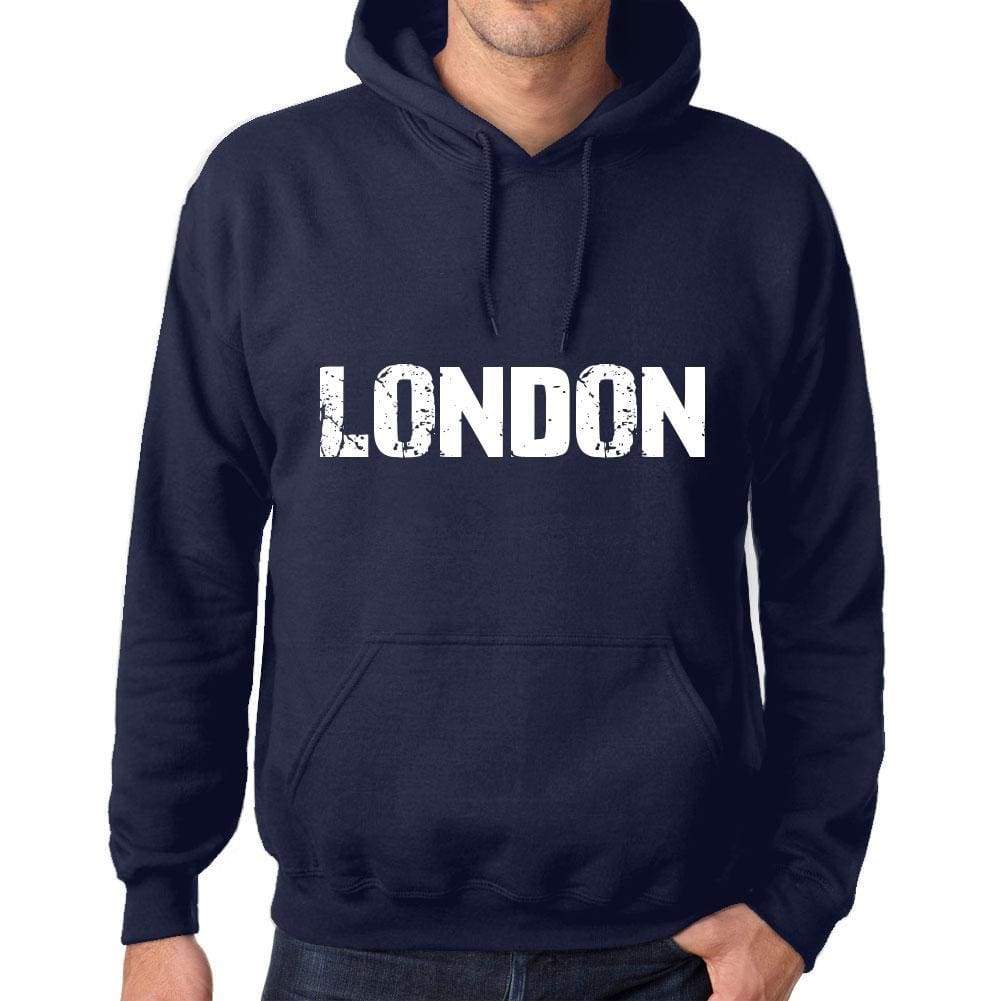 Unisex Printed Graphic Cotton Hoodie Popular Words London French Navy - French Navy / Xs / Cotton - Hoodies