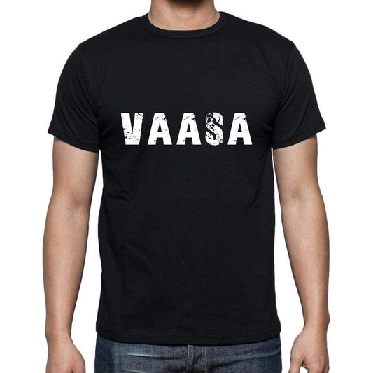 Vaasa Mens Short Sleeve Round Neck T-Shirt 5 Letters Black Word 00006 - Casual