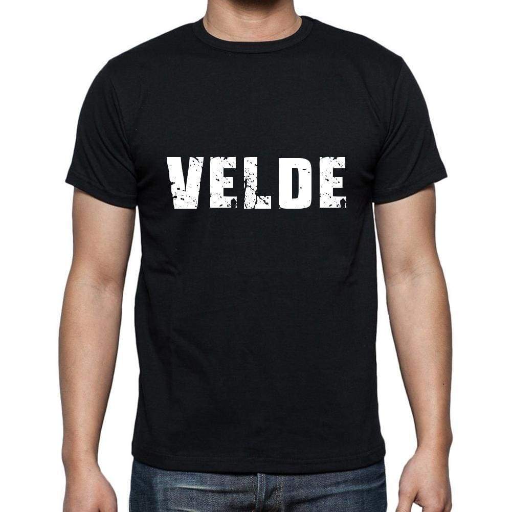 Velde Mens Short Sleeve Round Neck T-Shirt 5 Letters Black Word 00006 - Casual