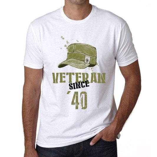 Veteran Since 40 Mens T-Shirt White Birthday Gift 00436 - White / Xs - Casual