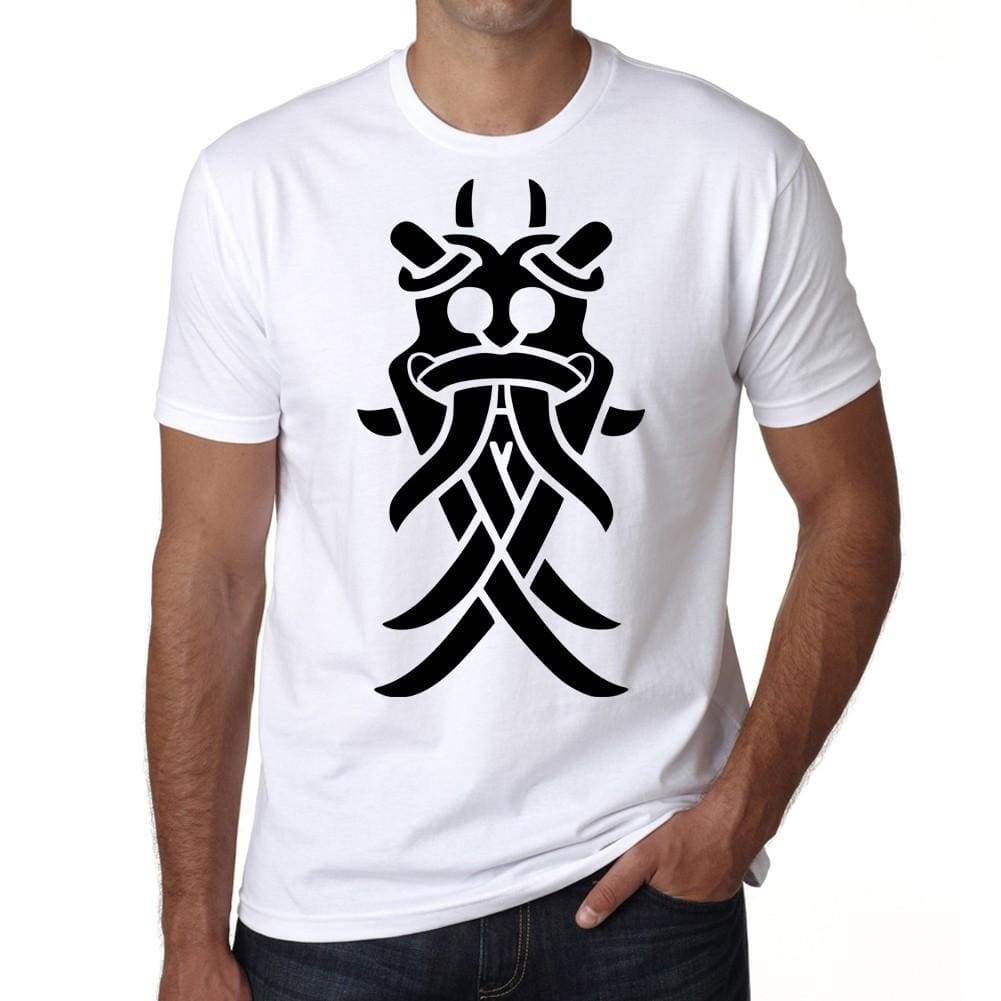 Viking Mask Tribal Tattoo Mens White Tee 100% Cotton 00162