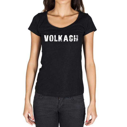 Volkach German Cities Black Womens Short Sleeve Round Neck T-Shirt 00002 - Casual