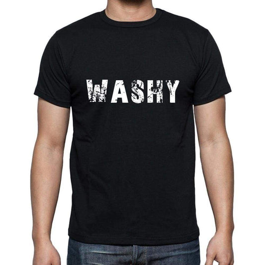 Washy Mens Short Sleeve Round Neck T-Shirt 5 Letters Black Word 00006 - Casual