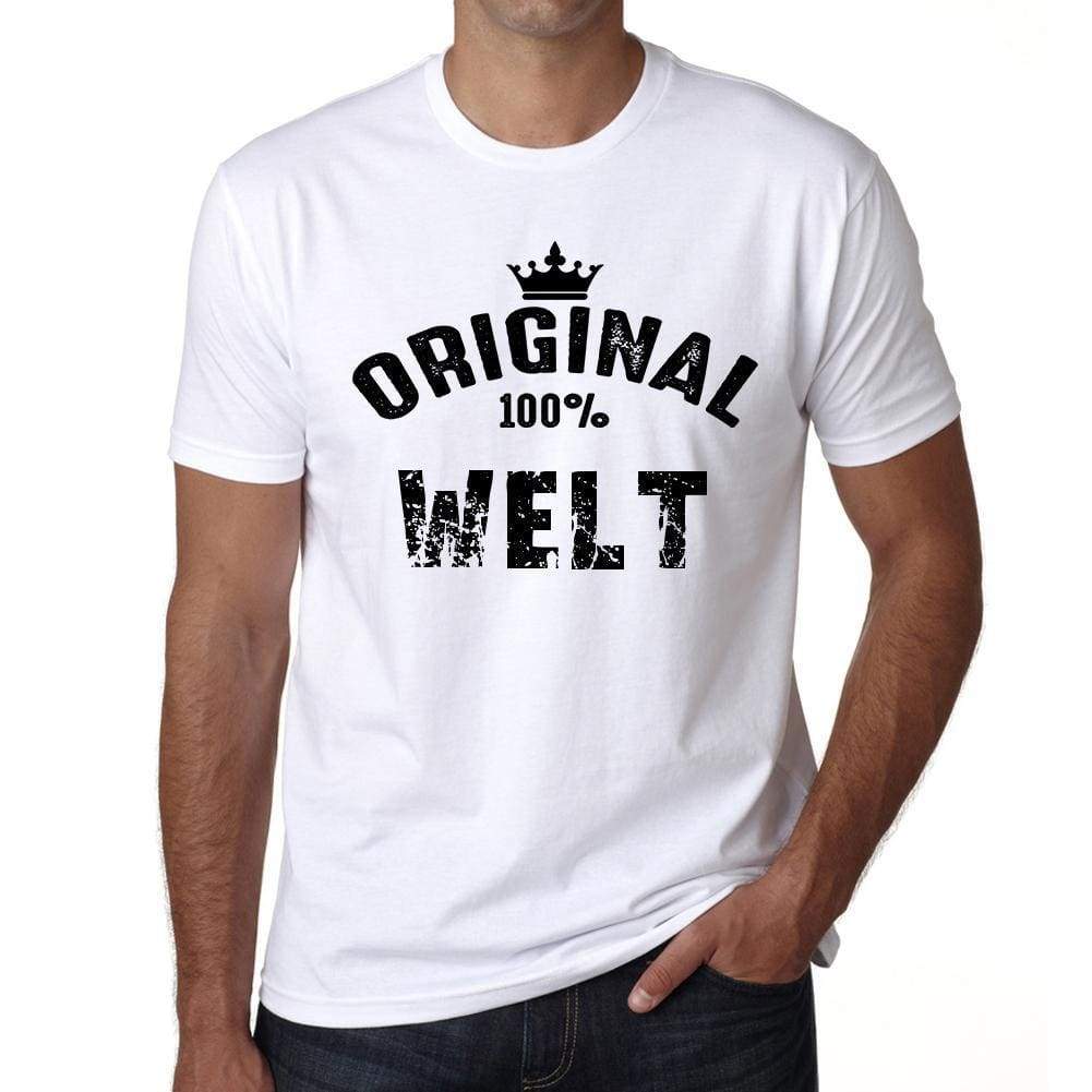 Welt 100% German City White Mens Short Sleeve Round Neck T-Shirt 00001 - Casual