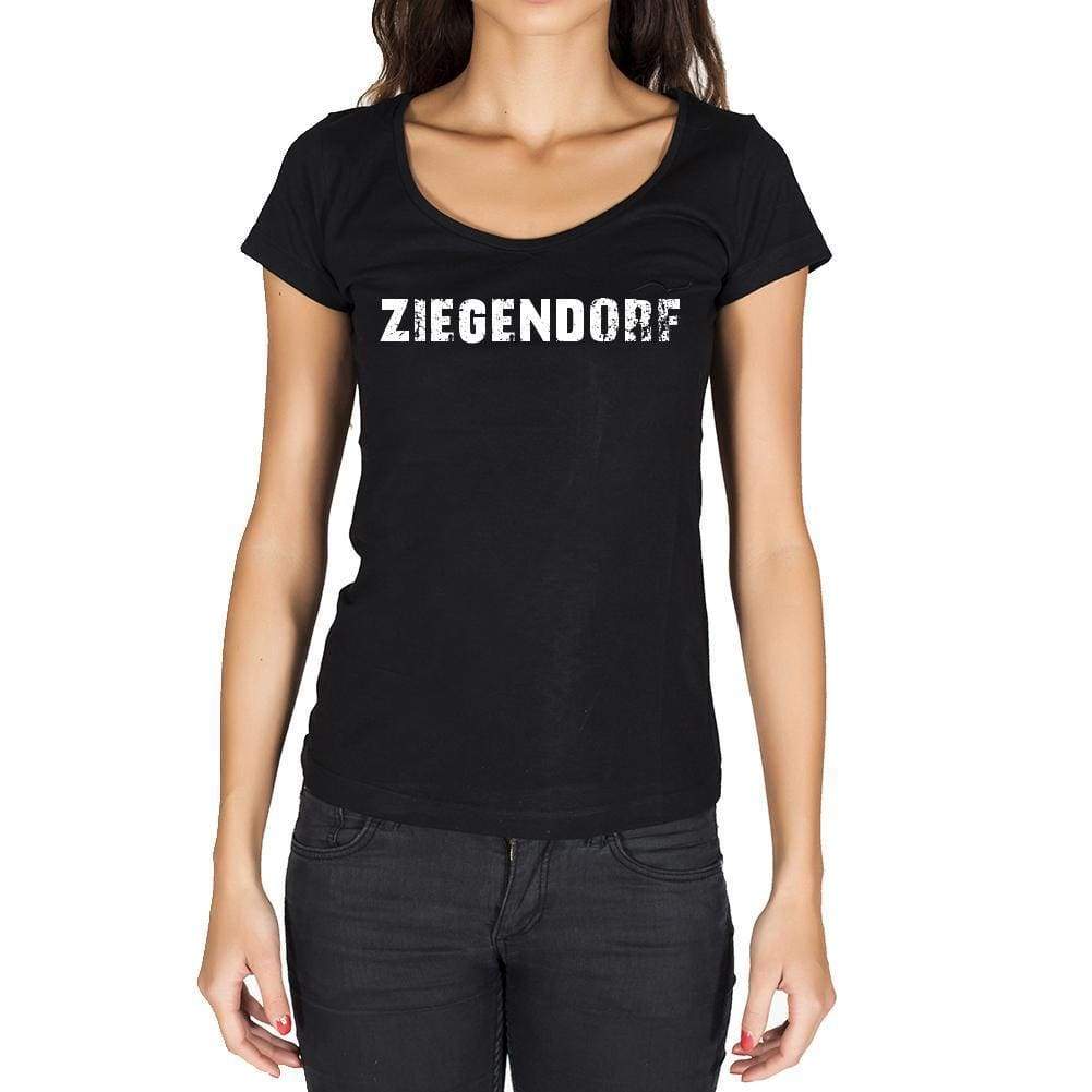 Ziegendorf German Cities Black Womens Short Sleeve Round Neck T-Shirt 00002 - Casual