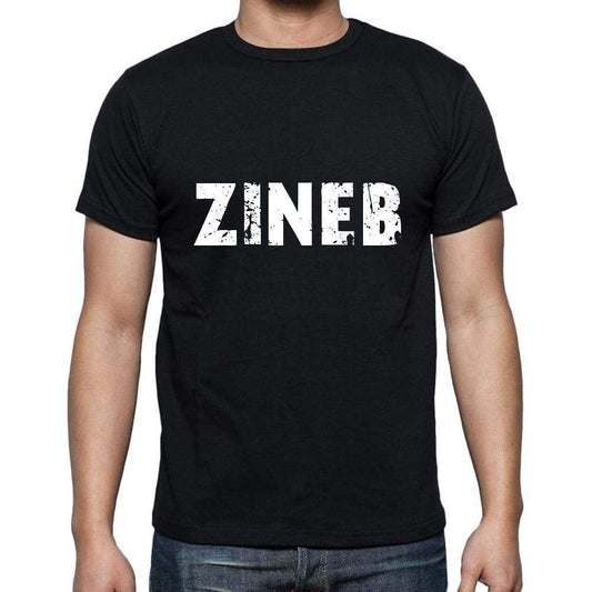 Zineb Mens Short Sleeve Round Neck T-Shirt 5 Letters Black Word 00006 - Casual